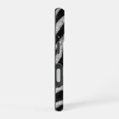 Silver Glitter Zebra Print Glam Personalized Name iPhone 16ケース (右側面)