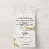 Silver & Gold Abstract Watercolor  Wedding  オールインワン招待状 (内側)