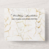 Silver & Gold Abstract Watercolor  Wedding  オールインワン招待状 (裏面)