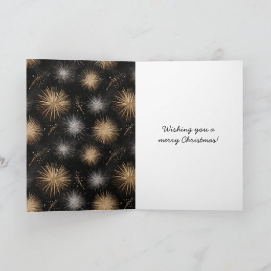 Silver Gold Black Christmas Celebration  カード (内部)