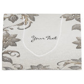 Silver Gold Floral Gift Bag ラージペーパーバッグ (正面)