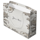 Silver Gold Floral Gift Bag ラージペーパーバッグ (裏面アングル)