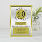 Silver & Gold Gender Neutral Birthday Party 招待状 (スタンド正面)