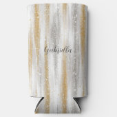 Silver Gold Glitzy Sparkle Christmas New Year スリム缶クーラー (正面)