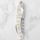 Silver Gold Glitzy Sparkle Stripes Christmas ソムリエナイフ (裏面)