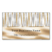 Silver Gold Glitzy Stripes Business name website マグネット名刺 (正面)