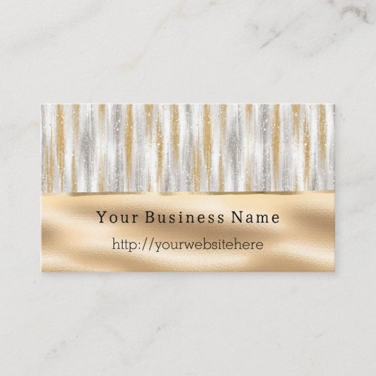 Silver Gold Glitzy Stripes Business name website 名刺 (正面)