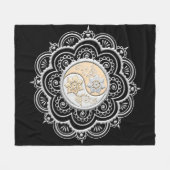 Silver & Gold Mandala フリースブランケット (正面(横))