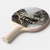 Silver & Gold Marble Stone Retro Family Name &Year 卓球ラケット (正面アングル)