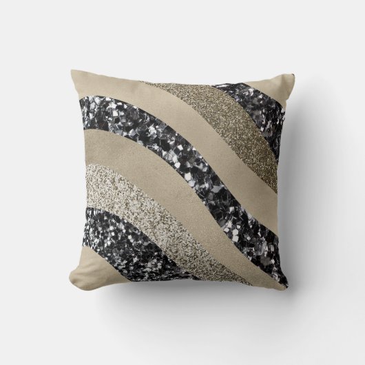 Silver Gold Wave Glitter Glam 1  クッション (正面)