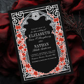Silver Gothic Autumn Cathedral Frame Wedding 箔招待状