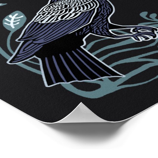 Silver Gothic Raven Wedding Seating Chart ポスター (角)