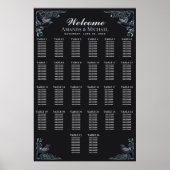Silver Gothic Raven Wedding Seating Chart ポスター (正面)