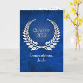 Silver Graduation 2026 Laurel Wreath On Blue カード (黄色い花)