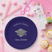  Silver Graduation Cap -Class of 2026 ペーパープレート (パーティー)
