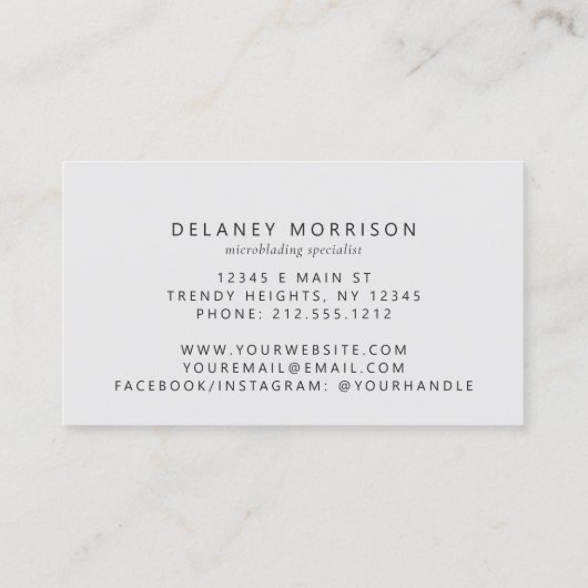 Silver Gray Agate Glitter Luxury Microblading 名刺 (裏面)