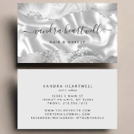 Silver Gray Agate Glitter Luxury Stylist 名刺