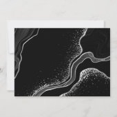 silver gray & black flowers botanical wedding 招待状 (裏面)