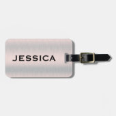 Silver-gray brushed aluminum texture ラゲッジタグ (正面横)