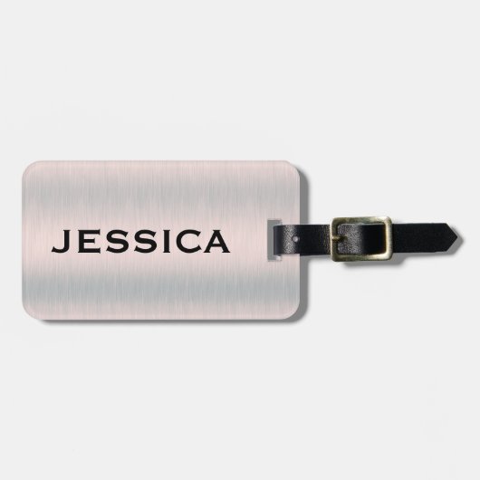 Silver-gray brushed aluminum texture ラゲッジタグ (正面横)