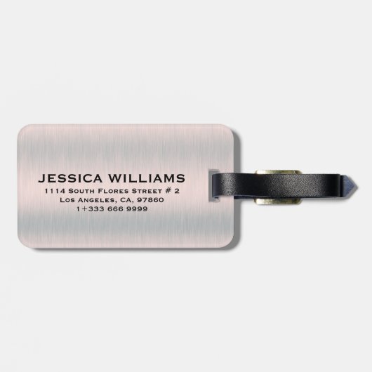 Silver-gray brushed aluminum texture ラゲッジタグ (裏面横)