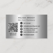 Silver Gray Faux Brushed Metallic Monogram 名刺 (裏面)