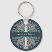 Silver Gray Floral Bridesmaid Royal Wedding Gift キーホルダー (裏面)