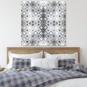 Silver & Gray Geometric Abstract Lattice Texture キャンバスプリント (インサイチュ (寝室))