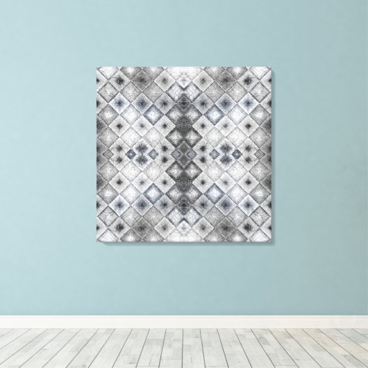 Silver & Gray Geometric Abstract Lattice Texture キャンバスプリント (インサイチュ (ウッドフロア))
