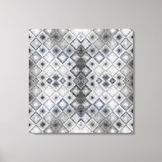 Silver & Gray Geometric Abstract Lattice Texture キャンバスプリント (正面)