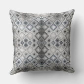 Silver & Gray Geometric Abstract Lattice Texture クッション (裏面)