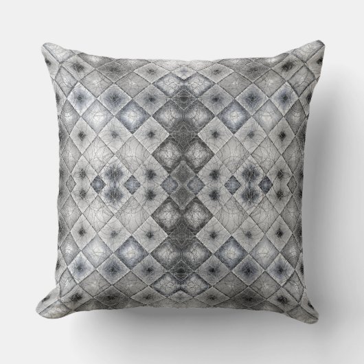 Silver & Gray Geometric Abstract Lattice Texture クッション (正面)