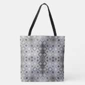 Silver & Gray Geometric Abstract Lattice Texture トートバッグ (正面)