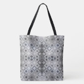 Silver & Gray Geometric Abstract Lattice Texture トートバッグ (裏面)