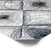 Silver & Gray Geometric Abstract Lattice Texture ポスター (角)
