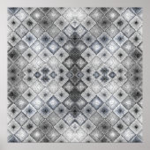 Silver & Gray Geometric Abstract Lattice Texture ポスター (正面)