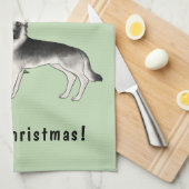 Silver Gray German Shepherd Festive Christmas Tree キッチンタオル (四つ折り)