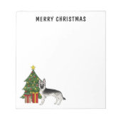 Silver Gray German Shepherd Festive Christmas Tree ノートパッド (正面)