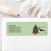 Silver Gray German Shepherd Festive Christmas Tree ラベル (インサイチュ)
