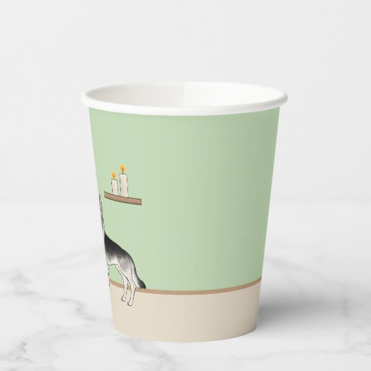 Silver Gray German Shepherd Festive Christmas Tree 紙コップ (左)