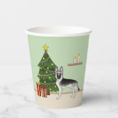 Silver Gray German Shepherd Festive Christmas Tree 紙コップ (正面)