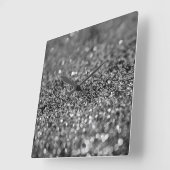 Silver Gray Glitter Bokeh Glam 2 スクエア壁時計 (傾斜)