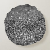 Silver Gray Glitter Bokeh Glam 2 ラウンドクッション (裏面)