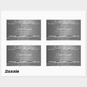 Silver Gray Glitter Stars Initials Product Labels 長方形シール (シート)