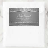 Silver Gray Glitter Stars Initials Product Labels 長方形シール (バッグ)