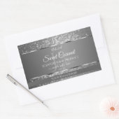 Silver Gray Glitter Stars Initials Product Labels 長方形シール (封筒)