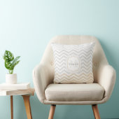 Silver Gray Gold Chevron Monogram Throw Pillow クッション (椅子)