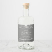Silver Gray Logo Initials Glitter Product Labels リキュールボトルラベル (正面)