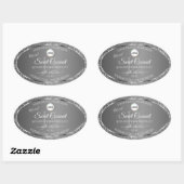 Silver Gray Logo Initials Glitter Product Labels 楕円形シール (シート)