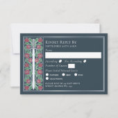 Silver Gray Medieval Floral Sword Wedding RSVP (正面)